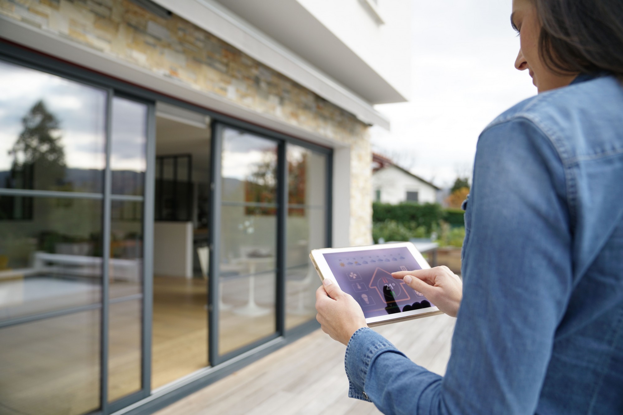 smart home, fenster, holzfenster